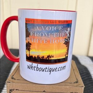 Red and White Mug. Julie Lee Art Graphic